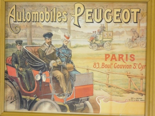 Appraisal: After Griffon A Peugeot Automobiles printed poster cm x cm