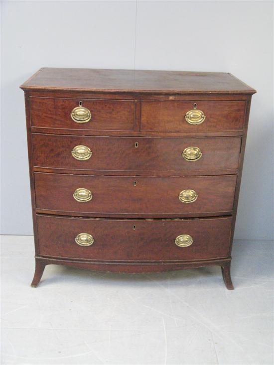 Appraisal: Mahogany bowfronted chest of two short and three long drawers