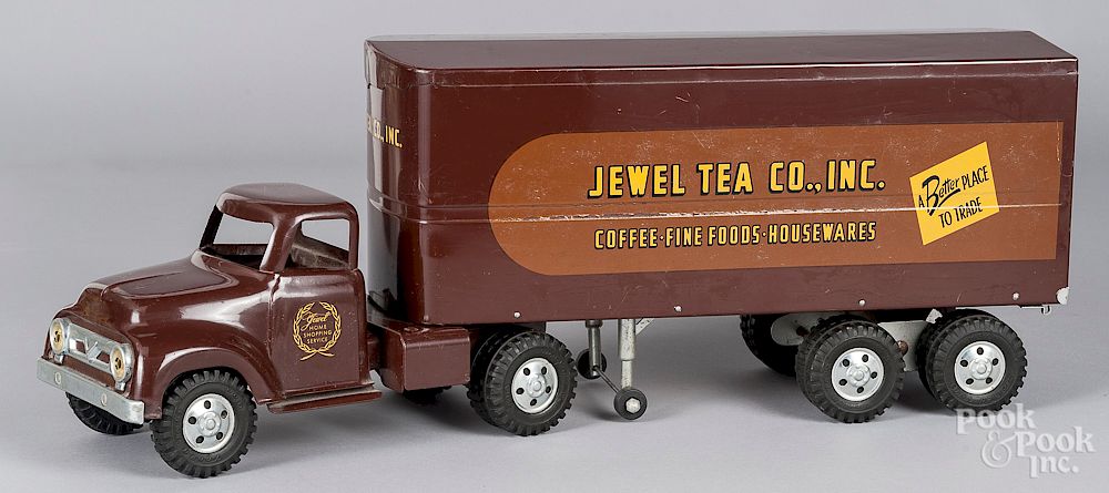 Appraisal: Tonka Jewel Tea Co semi tractor trailer Tonka pressed steel