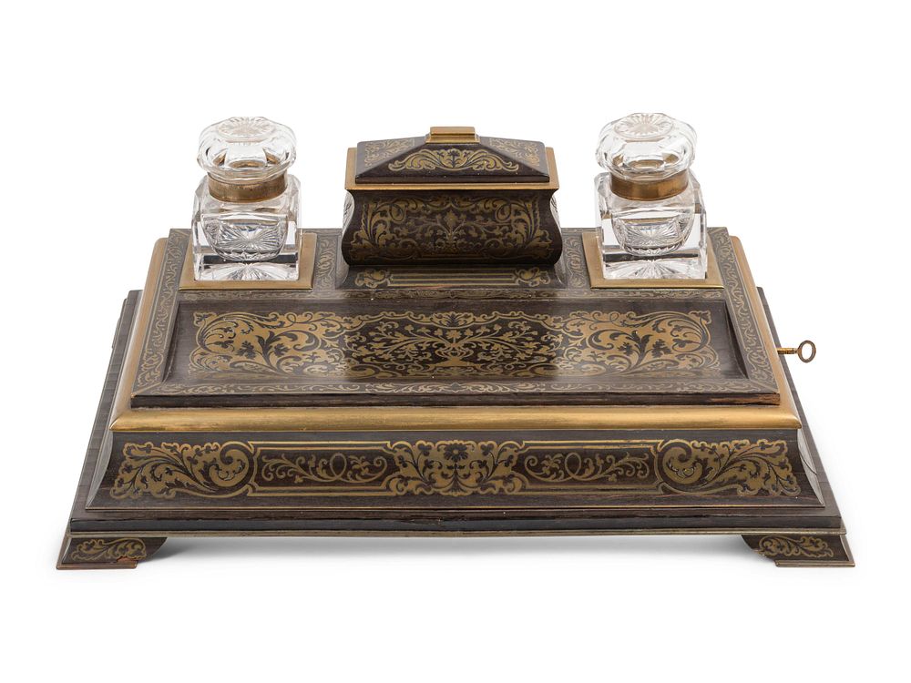 Appraisal: An English Boulle Marquetry Inkwell An English Boulle Marquetry Inkwell