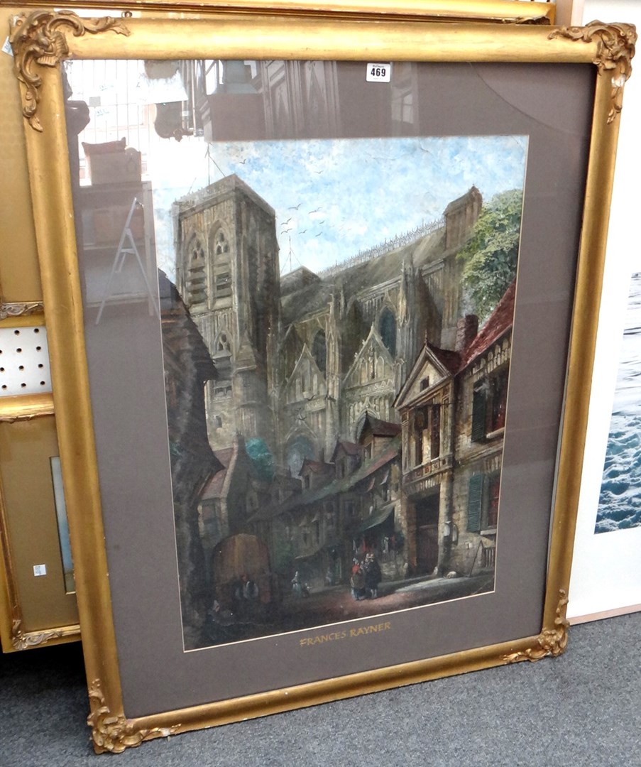 Appraisal: Frances Rayner th century Street scene before a cathedral gouache