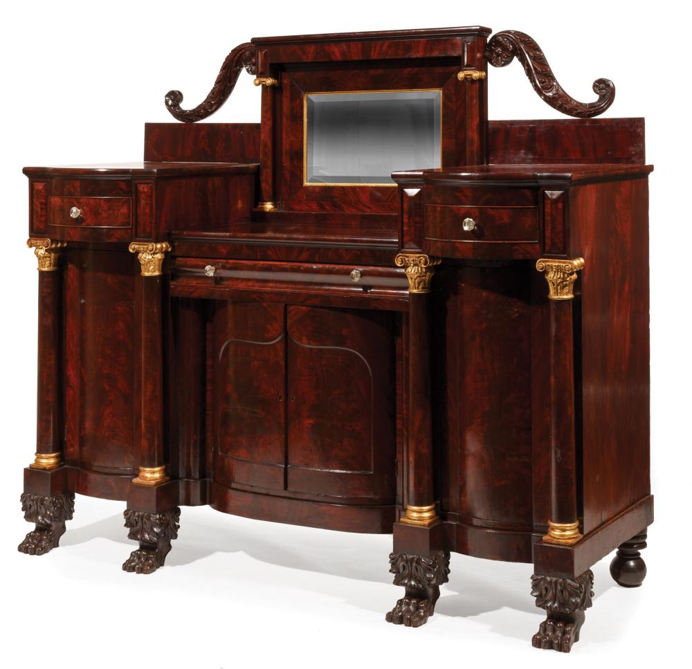 Appraisal: American Late Classical Carved Mahogany and Parcel Gilt Sideboard early-to-mid