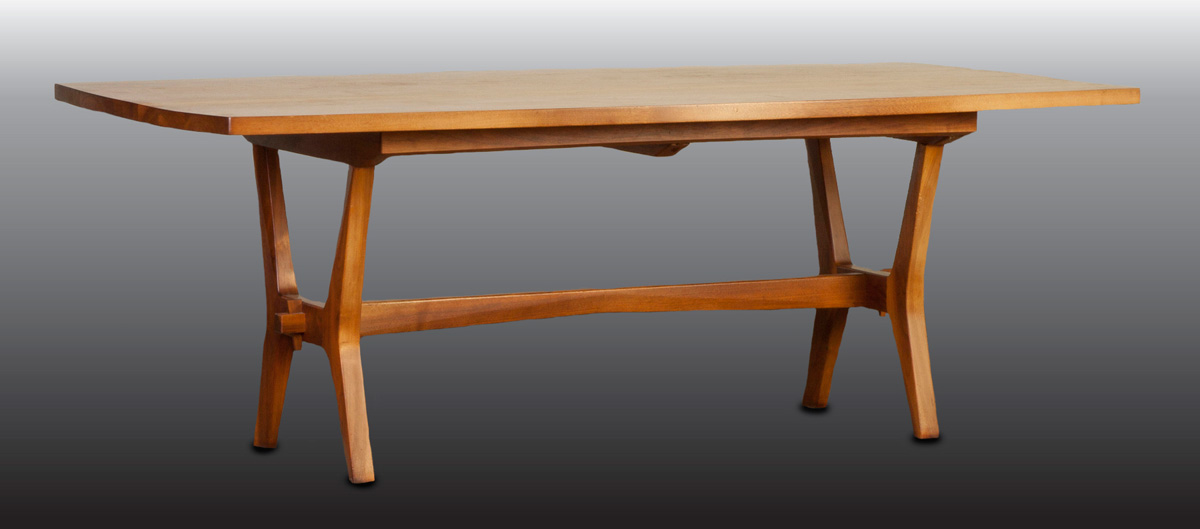 Appraisal: Tage Frid Walnut Dining Table Key tenon Shaped top Featured