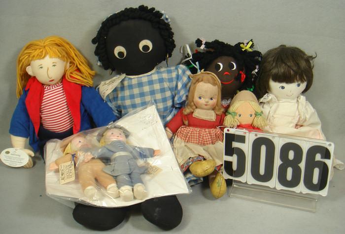 Appraisal: Cloth Dolls Lot to inches tall black rag doll cambina