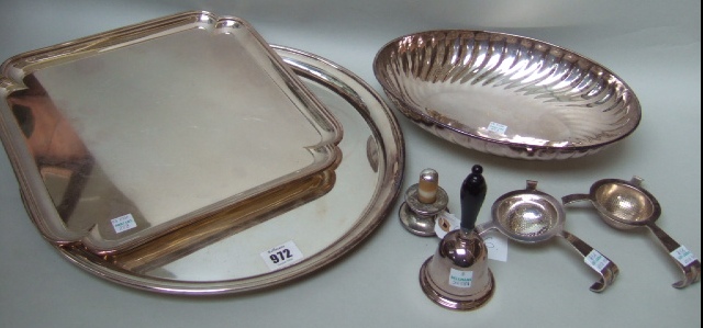 Appraisal: Plated wares comprising a plain circular salver a shaped square