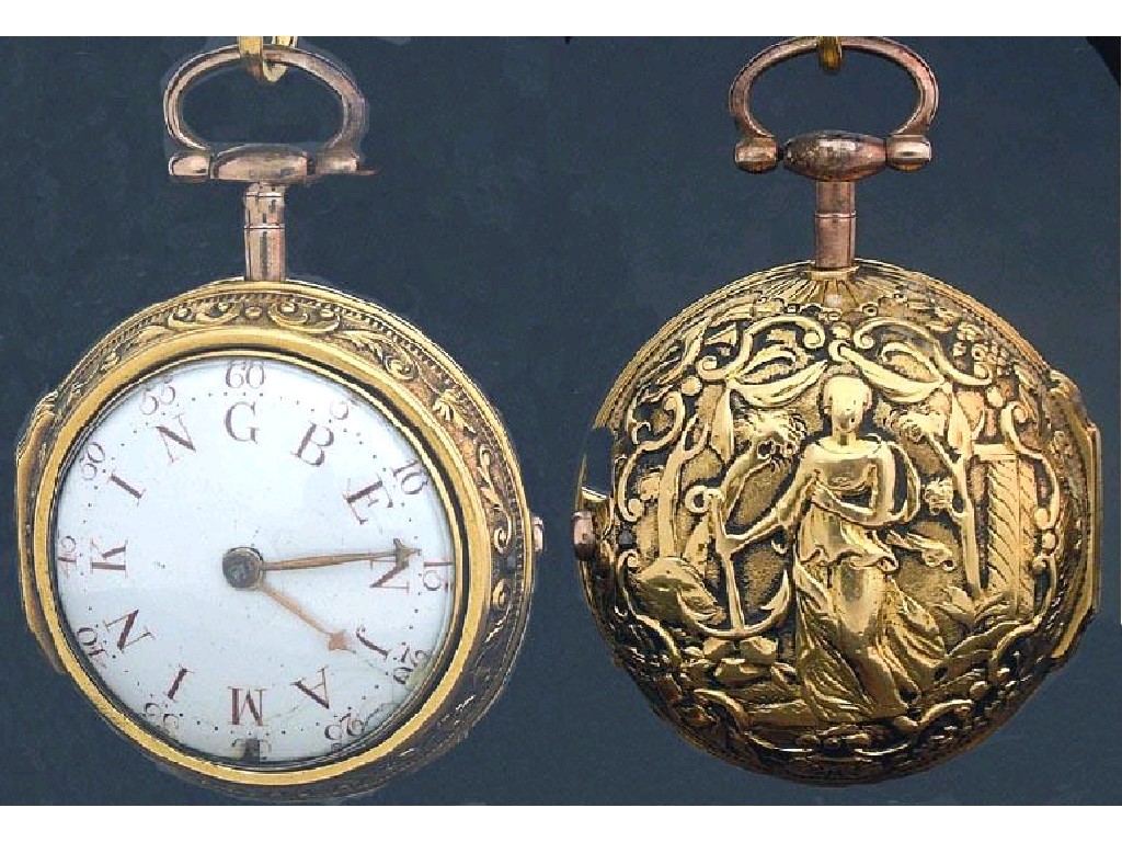 Appraisal: George II gold pair cased fusee verge pocket watch hallmarked