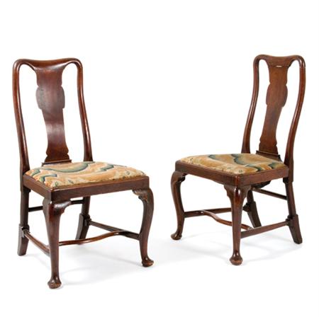 Appraisal: Pair of Queen Anne Mahogany Side Chairs Estimate -