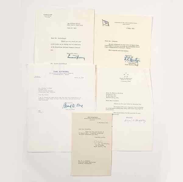 Appraisal: Autographs of WWII Generals Four -Star and One -Star Generals