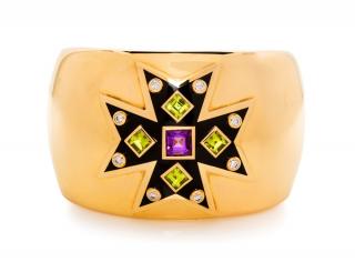 Appraisal: An Karat Yellow Gold Amethyst Peridot Diamond and Enamel Maltese