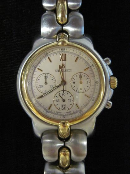 Appraisal: Gentleman's karat yellow gold and stainless steel wristwatchbertolucci th century