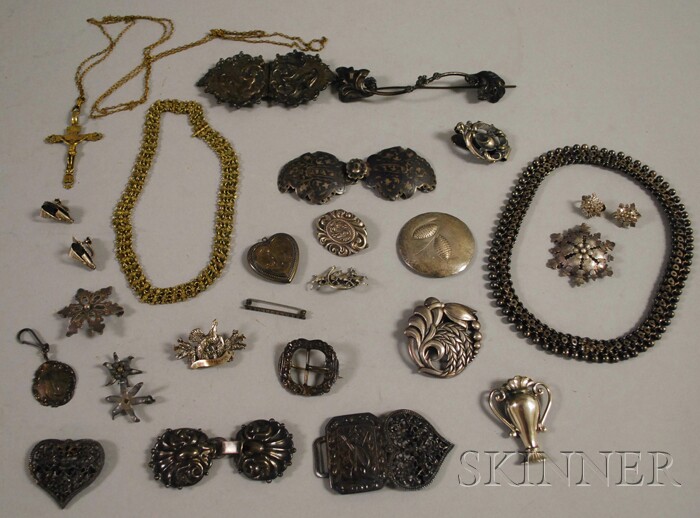 Appraisal: Group of Mostly Sterling Silver Jewelry including necklaces brooches buckles