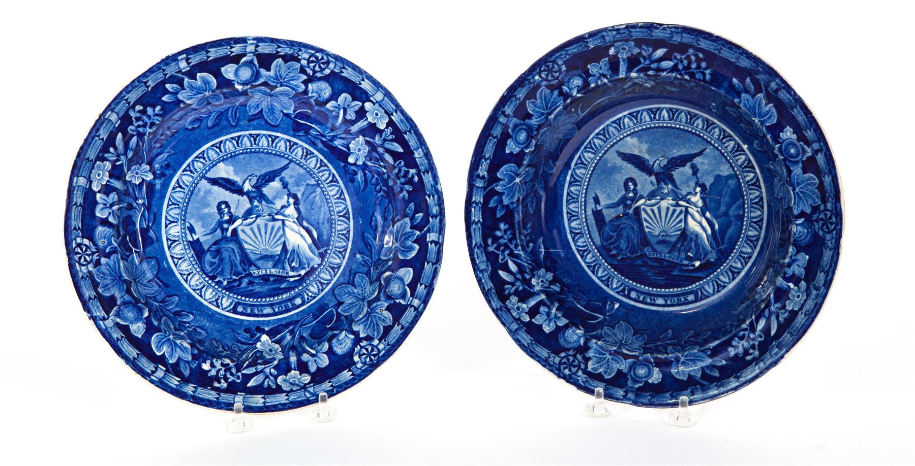 Appraisal: TWO HISTORICAL BLUE STAFFORDSHIRE PLATES England nd quarter- th century