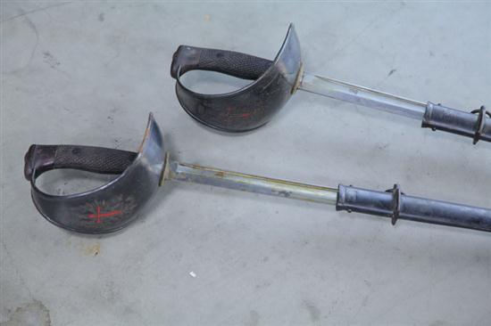 Appraisal: TWO CUTLASS SWORDS Both with Red Cross inside eagle on