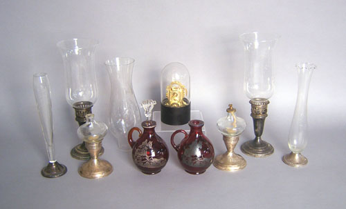 Appraisal: Misc table articles to include glass vases bottles etc