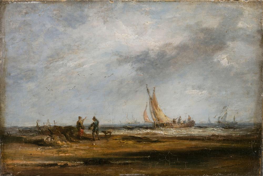 Appraisal: CONTINENTAL SCHOOL TH CENTURY FIGURES ON THE SHORE OIL ON