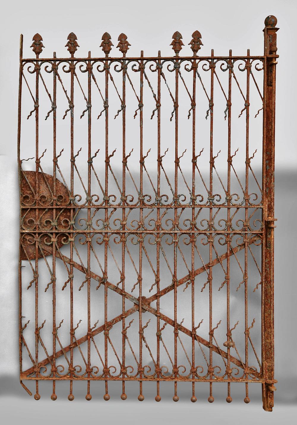 Appraisal: Pair of Antique American Cast Iron Gates c with palmette