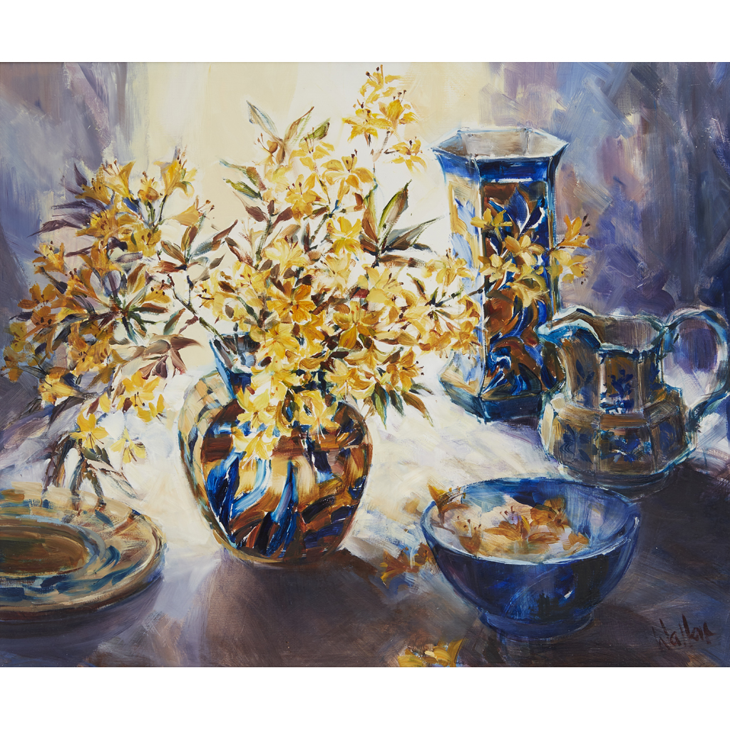 Appraisal: ETHEL WALKER SCOTTISH B STILL LIFE WITH BLUE AND WHITE