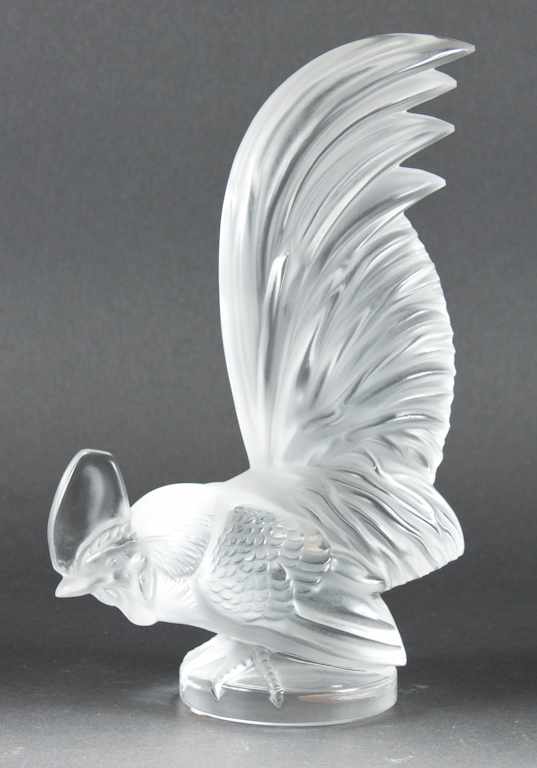 Appraisal: Lalique figure of a rooster molded and frosted glass marked