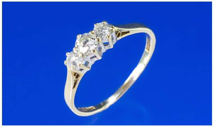 Appraisal: ct Gold Three Stone Diamond Ring Round Brilliant Cut Diamonds