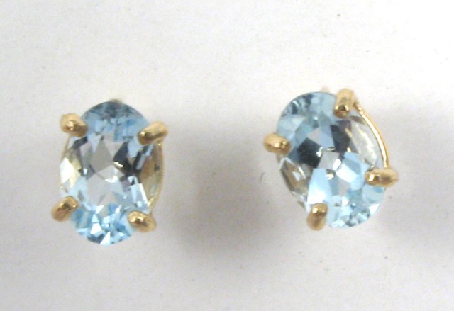 Appraisal: PAIR OF AQUAMARINE EAR STUDS each k yellow gold and