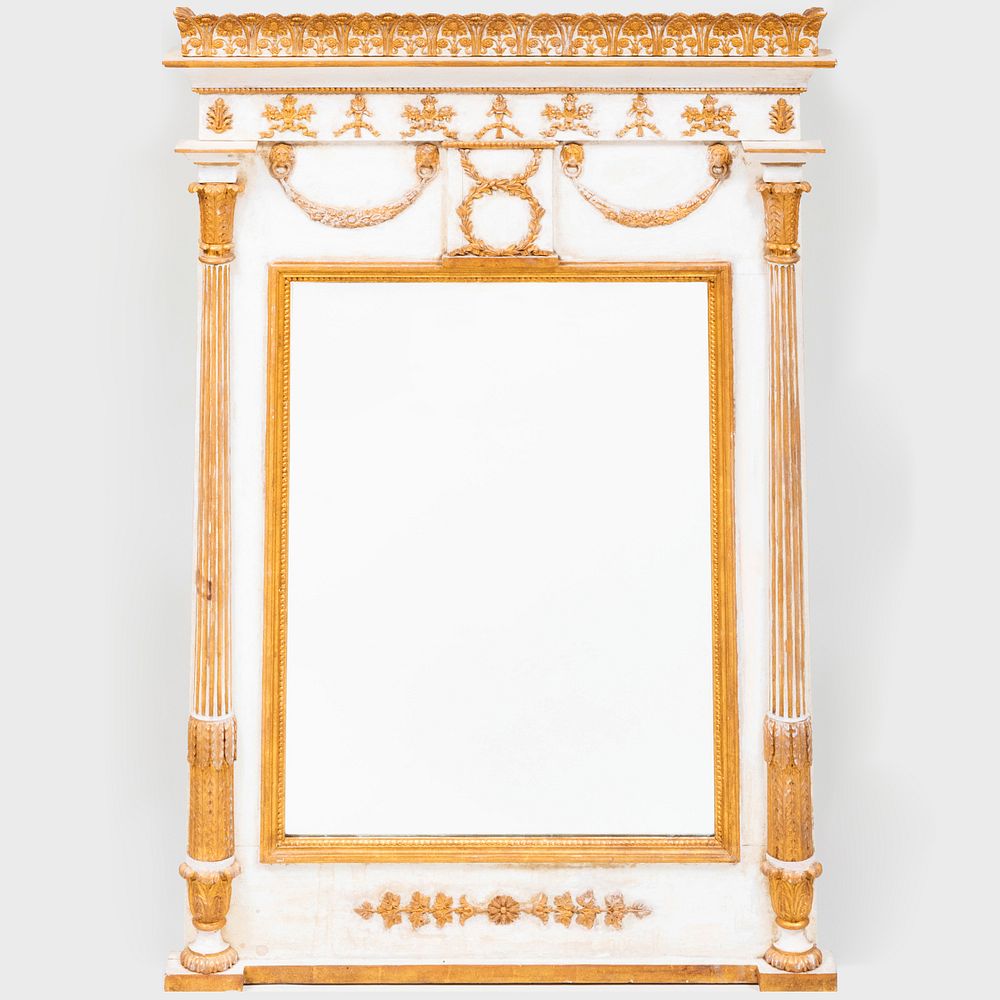 Appraisal: Pair of Italian Neoclassical Style White Painted and Parcel-Gilt Mirrors