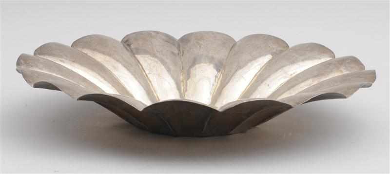 Appraisal: MEXICAN SILVER CENTERPIECE BOWL With shallow flared fluted bowl Provenance