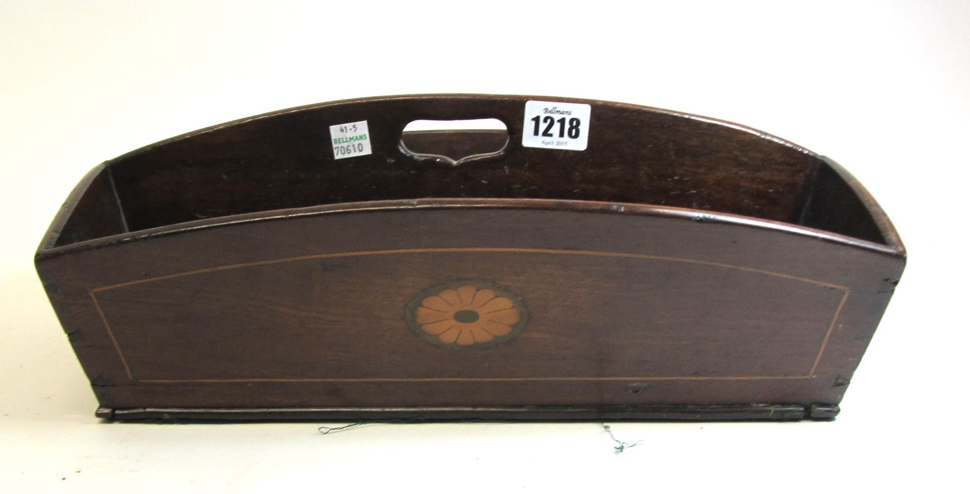 Appraisal: A th century later inlaid mahogany twin division cutlery tray