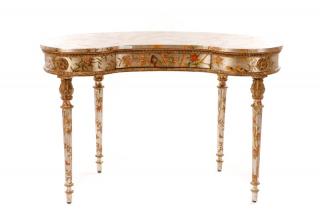 Appraisal: Silvered Chinoiserie Motif Kidney Desk American late th century A