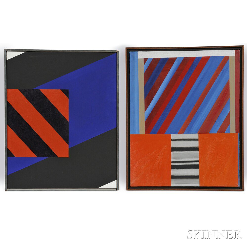 Appraisal: Jim Huntington American b Two Paintings Small Painting and Stripe