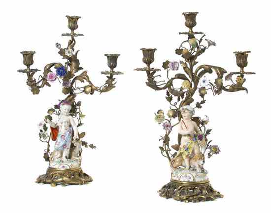 Appraisal: A Pair of German Porcelain Figures depicting a girl with