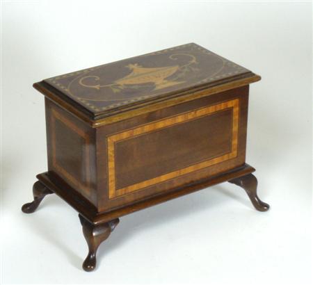 Appraisal: An Edwardian mahogany bijouterie box of rectangular form on bracket