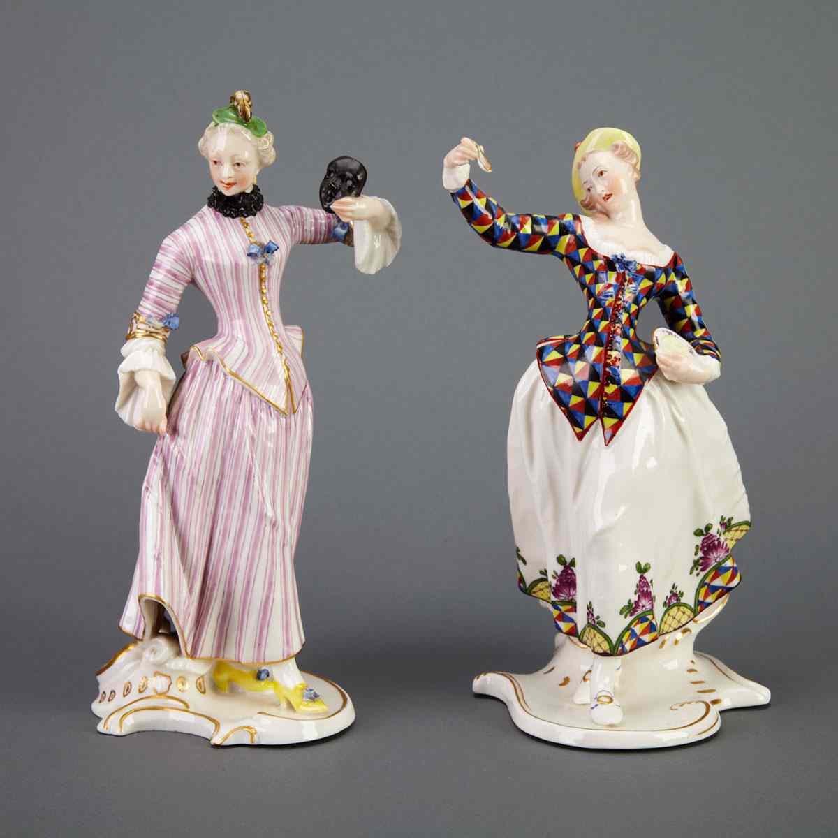 Appraisal: Pair of Nymphenburg Comedia dell TArte Figures after Bustelli early