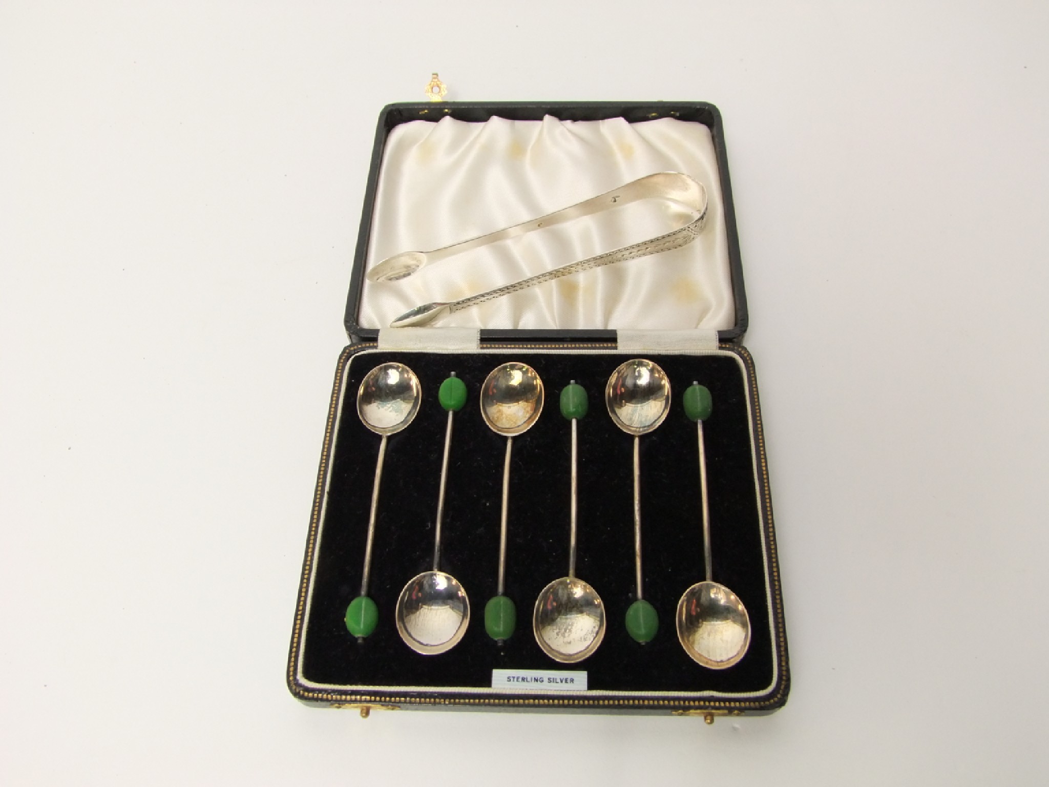 Appraisal: A cased set of six silver coffee spoons indecipherable maker's