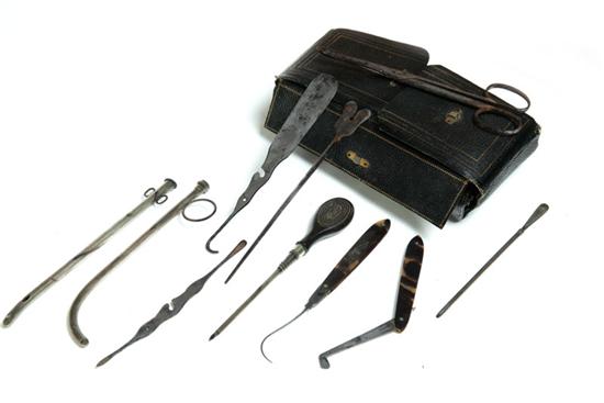 Appraisal: SURGICAL KIT France th century Gilt leather cased set of