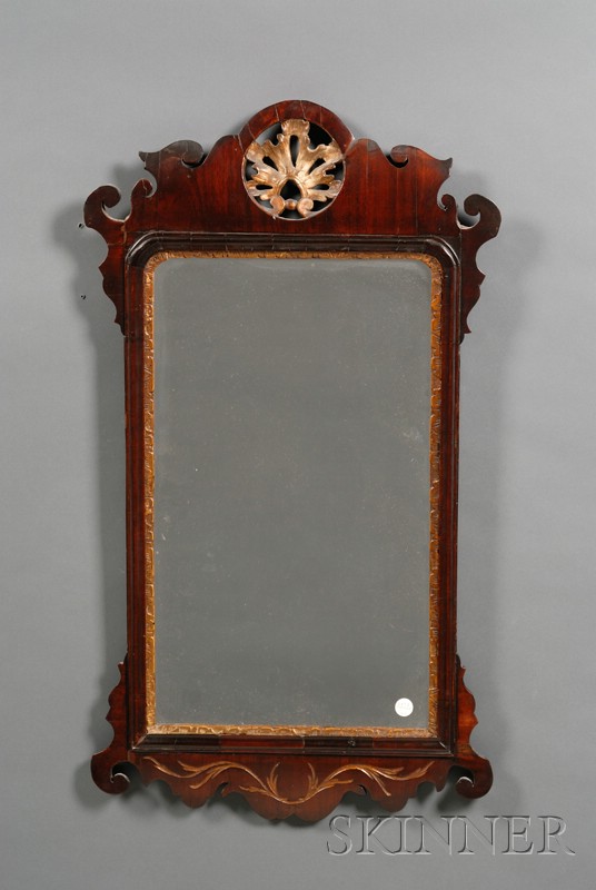 Appraisal: English Chippendale Mahogany and Parcel-gilt Mirror late th century the