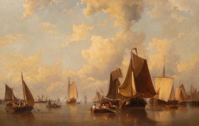 Appraisal: Everhardus Koster - Dutch Harbour Scene with numerous fishing boats