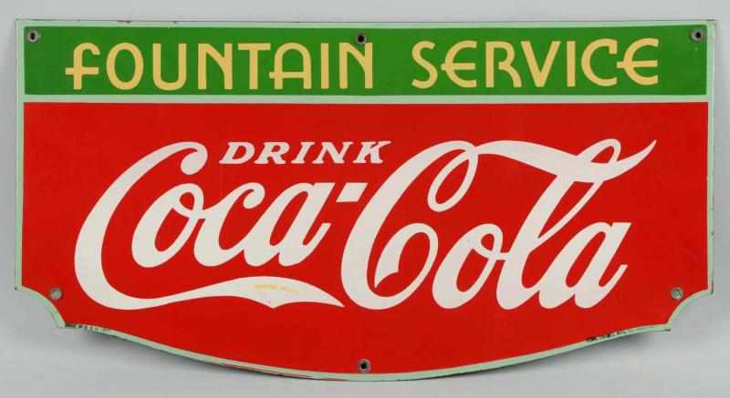 Appraisal: Coca-Cola Elongate Shield Porcelain Sign Only light edge nicks and