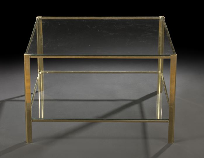 Appraisal: Art Moderne Gilt-Metal and Glass Cocktail Table mid- th century