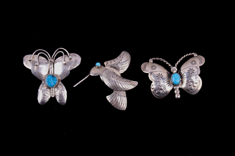 Appraisal: Navajo Sterling Silver Turquoise Pin Collection Featured in this lot