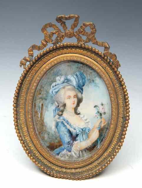 Appraisal: A FRENCH OVAL MINIATURE PORTRAIT on ivory after an th