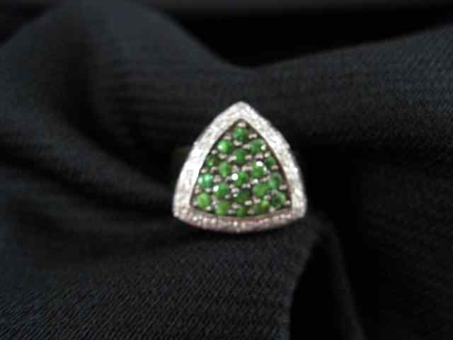 Appraisal: Le Vian Tsavorite Garnet Diamond Ring shield shape with vivid