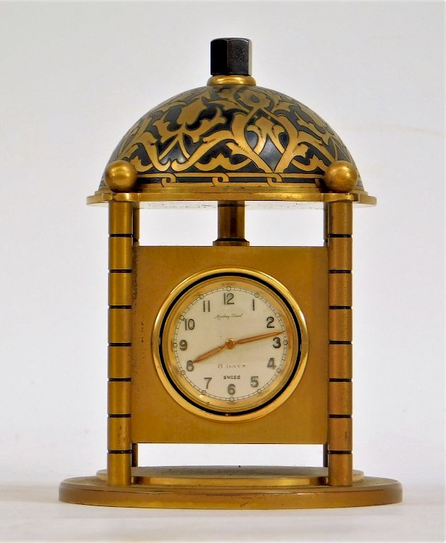 Appraisal: Mathey Tissot Multifunction Art Deco Desk Clock Switzerland Circa Arabesque