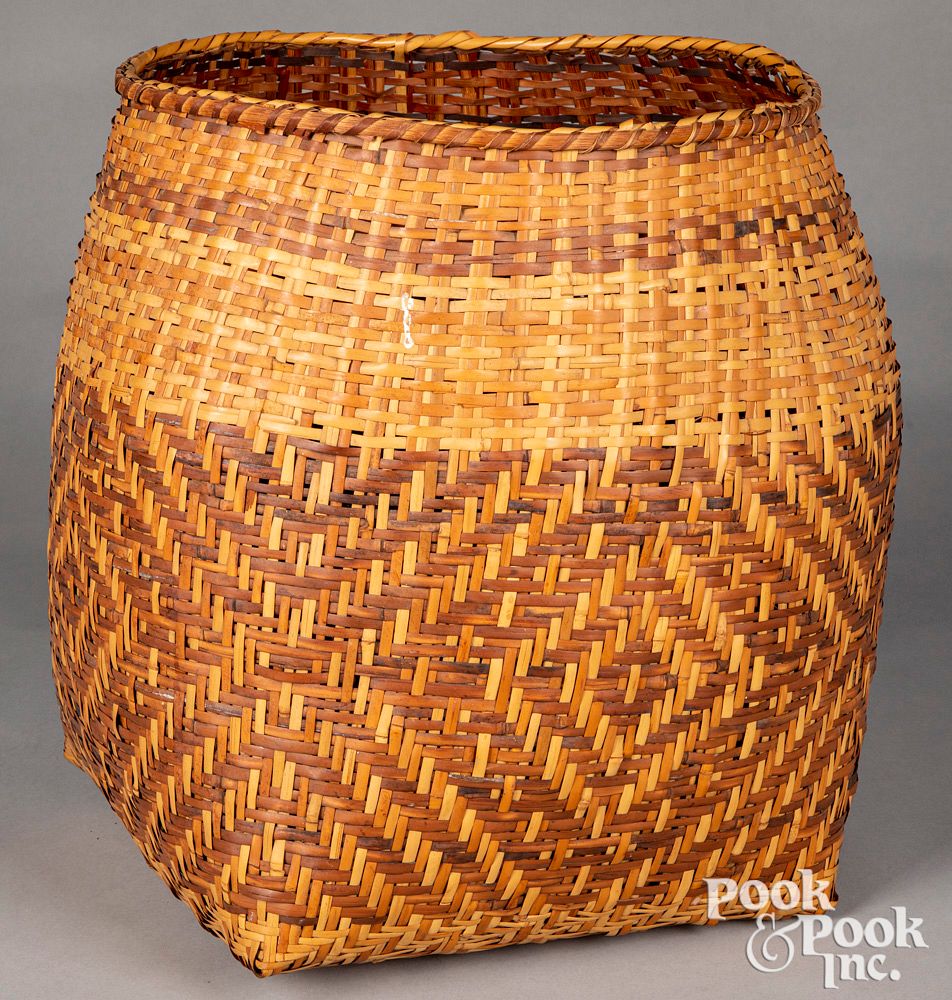 Appraisal: Large Cherokee Indian woven storage basket Large Cherokee Indian woven