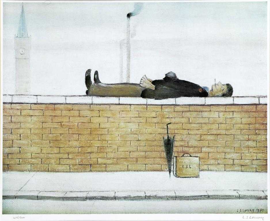 Appraisal: LAURENCE STEPHEN LOWRY RA - MAN LYING ON A WALL