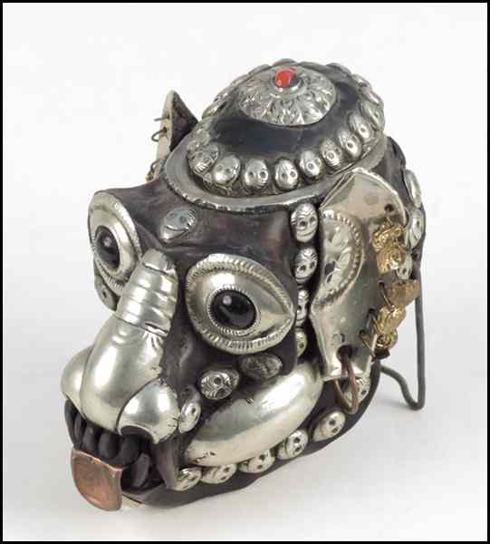 Appraisal: TIBETAN METAL SKULL CLAD HEAD '' x '' x ''