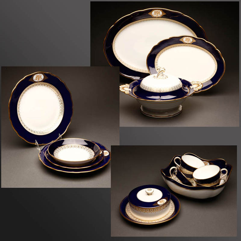 Appraisal: A Meissen blue gilt porcelain dinner service A Meissen blue