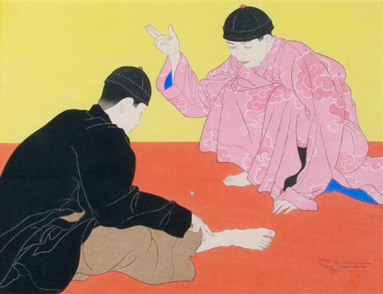 Appraisal: A Woodblock Print Paul Jacoulet Height of images x width