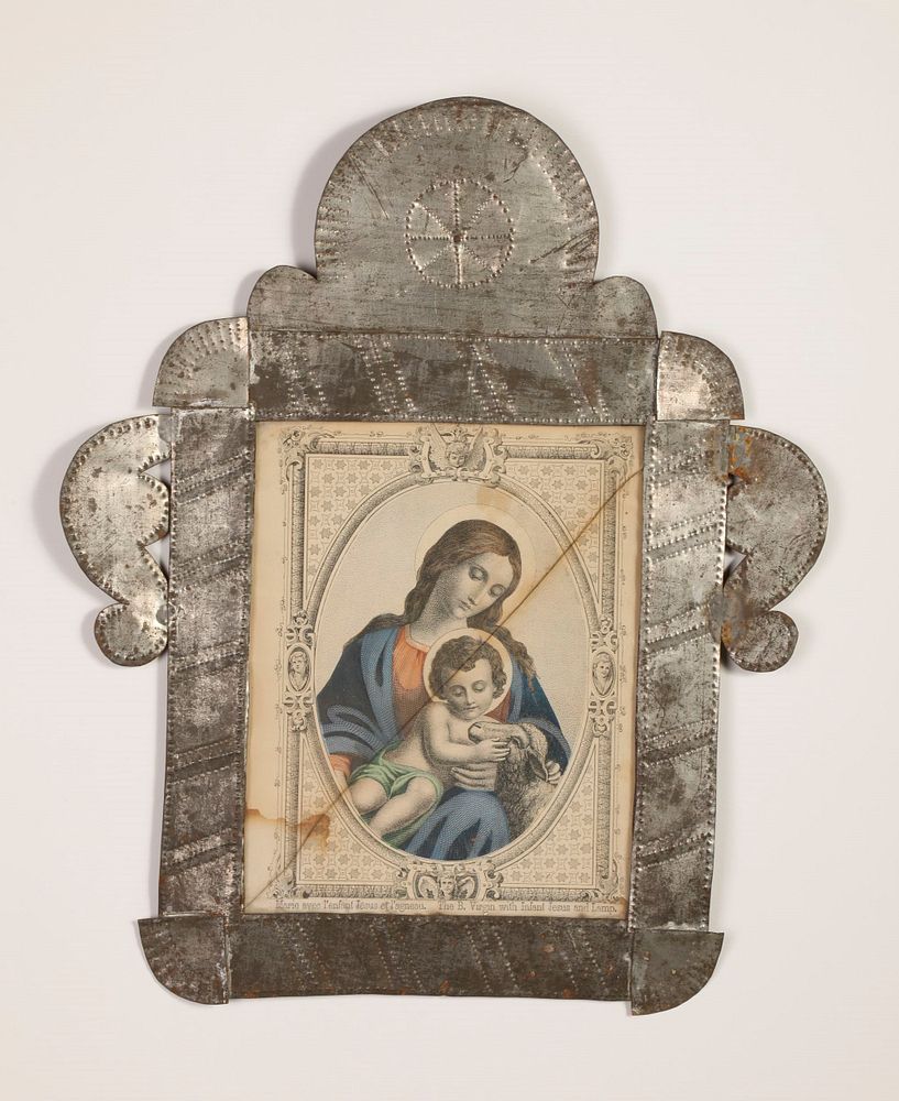 Appraisal: Tin Frame with Devotional Print ca Attributed to Santa Fe