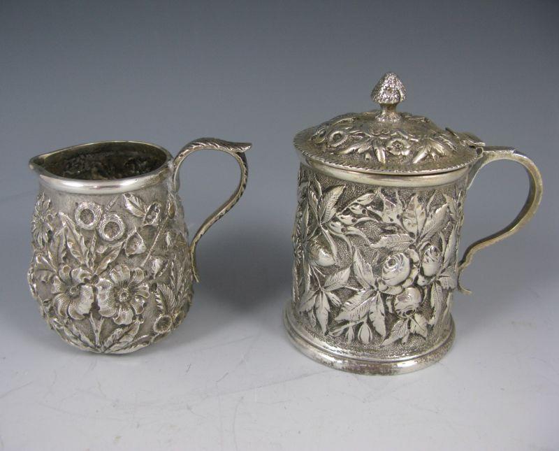 Appraisal: S Kirk Son Sterling Repousse Jam Jar Creamer the jam