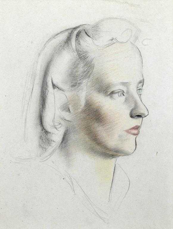 Appraisal: ERNEST PROCTER ARA - HEAD OF A YOUNG WOMAN pencil